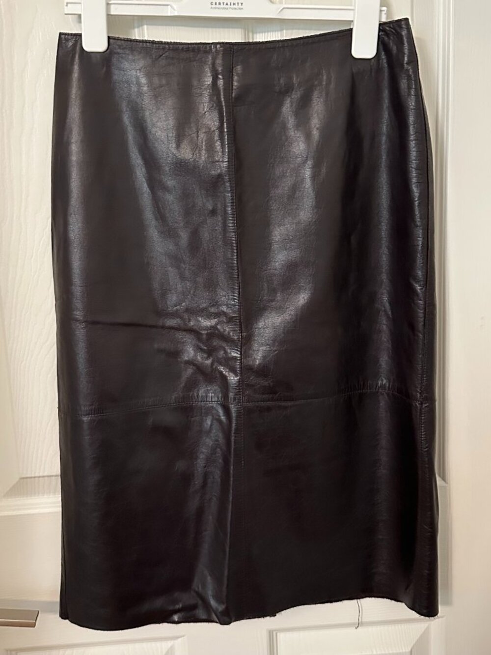 Vintage Y2K Kenneth Cole Brown Leather Midi Pencil Skirt